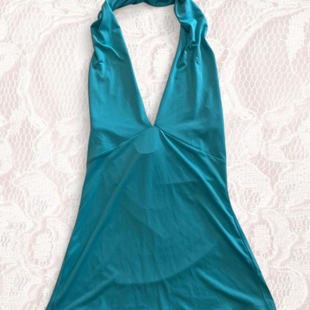 Y2K Venus Blue Teal Halter Top Small